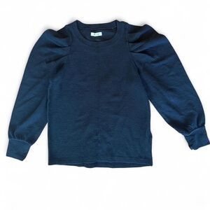 Madewell Long Sleeve Top in Black With Puff Sleeves